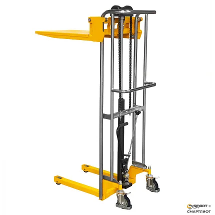 Ручной гидравлический штабелер СМАРТЛИФТ (SMARTLIFT) SDDJS1500 (400 кг; 1,5 м; с вилами и площадкой)