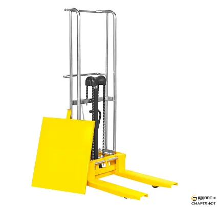 Ручной гидравлический штабелер СМАРТЛИФТ (SMARTLIFT) SDDJS1500 (400 кг; 1,5 м; с вилами и площадкой)
